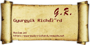 Gyurgyik Richárd névjegykártya